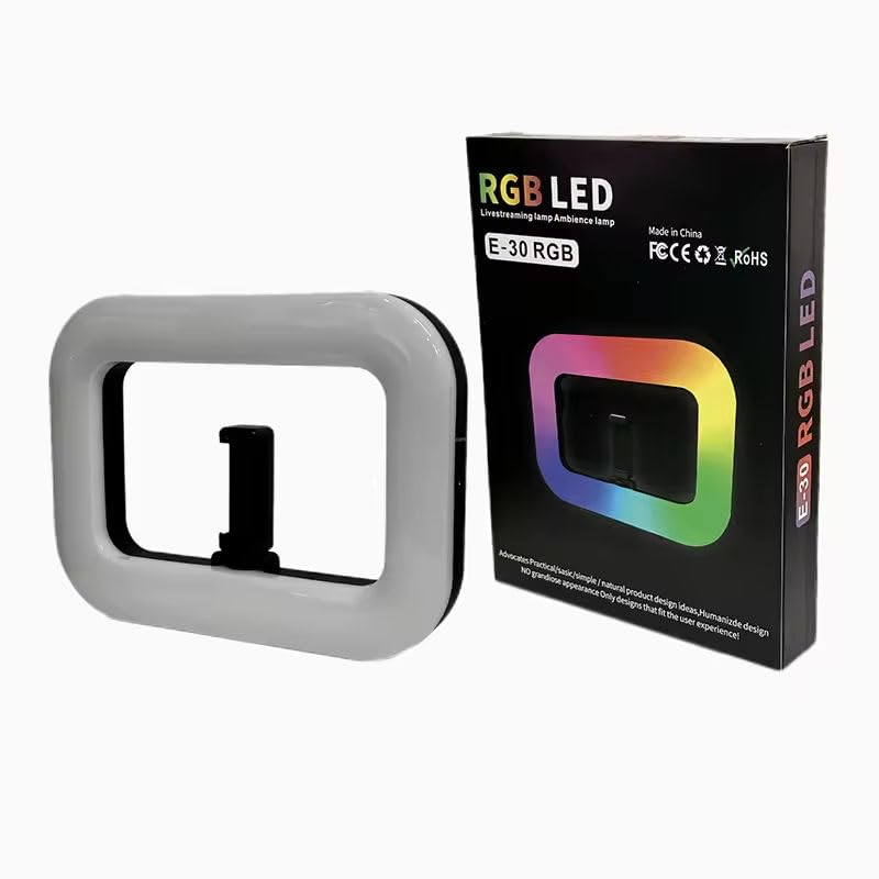 E-30 RGB LED Livestreaming Lamp with Phone Holder – Ambience & Studio Lighting