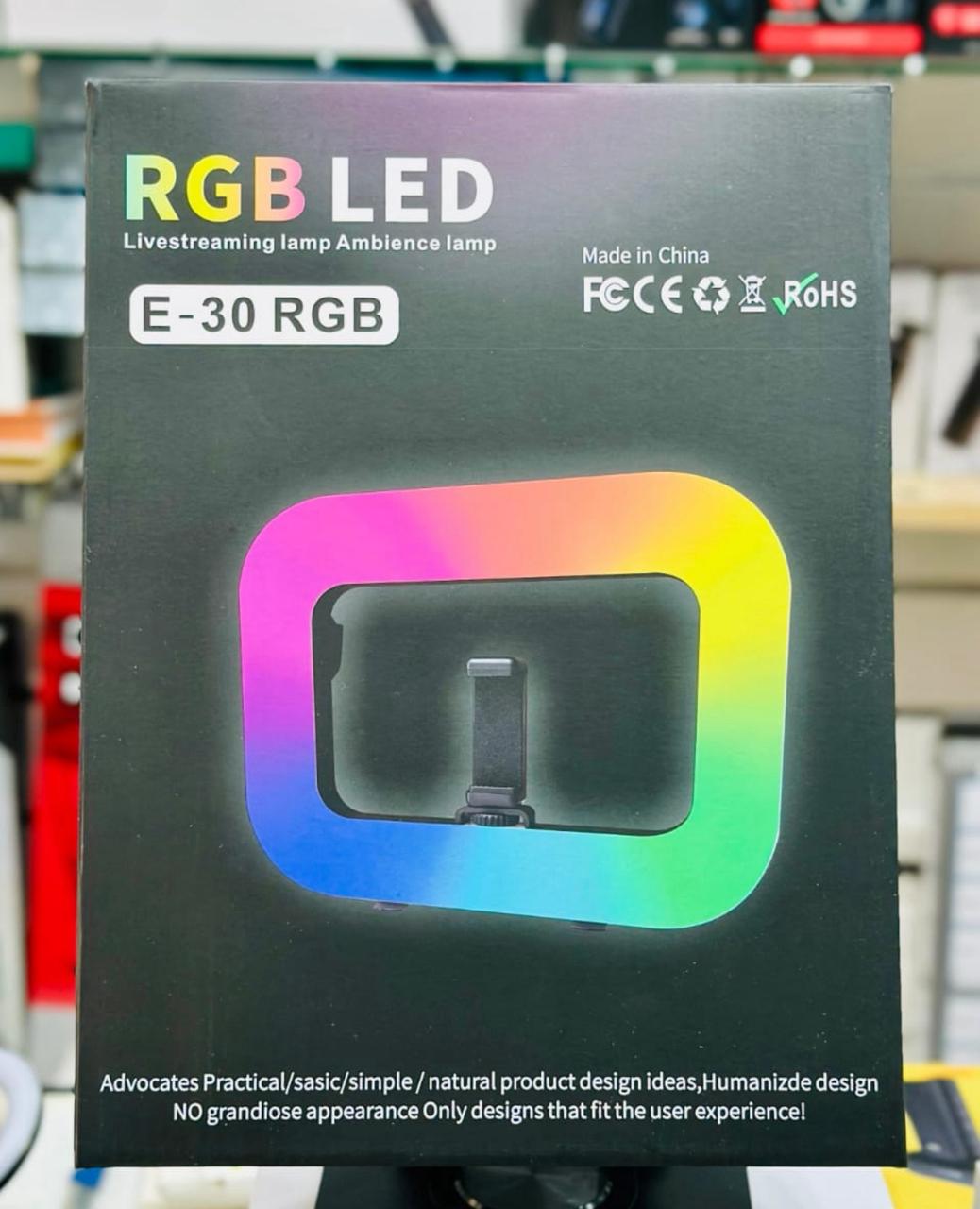E-30 RGB LED Livestreaming Lamp with Phone Holder – Ambience & Studio Lighting
