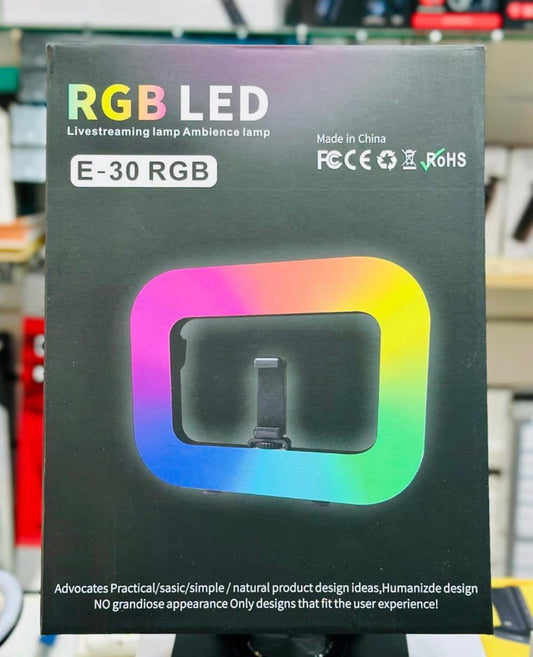 E-30 RGB LED Livestreaming Lamp with Phone Holder – Ambience & Studio Lighting